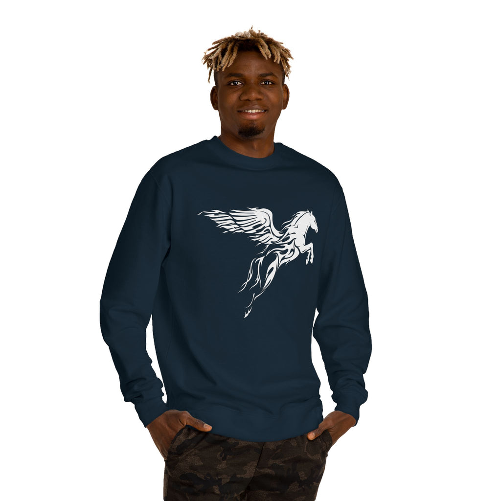 Pegasus Crewneck Sweatshirt — Subtle Winged Horse Graphic
