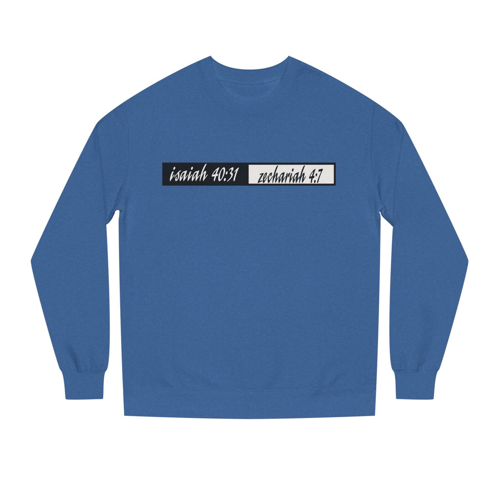 Scripture Crewneck Sweatshirt — Isaiah 40:31 / Zechariah 4:7 Mountain & Birds Design