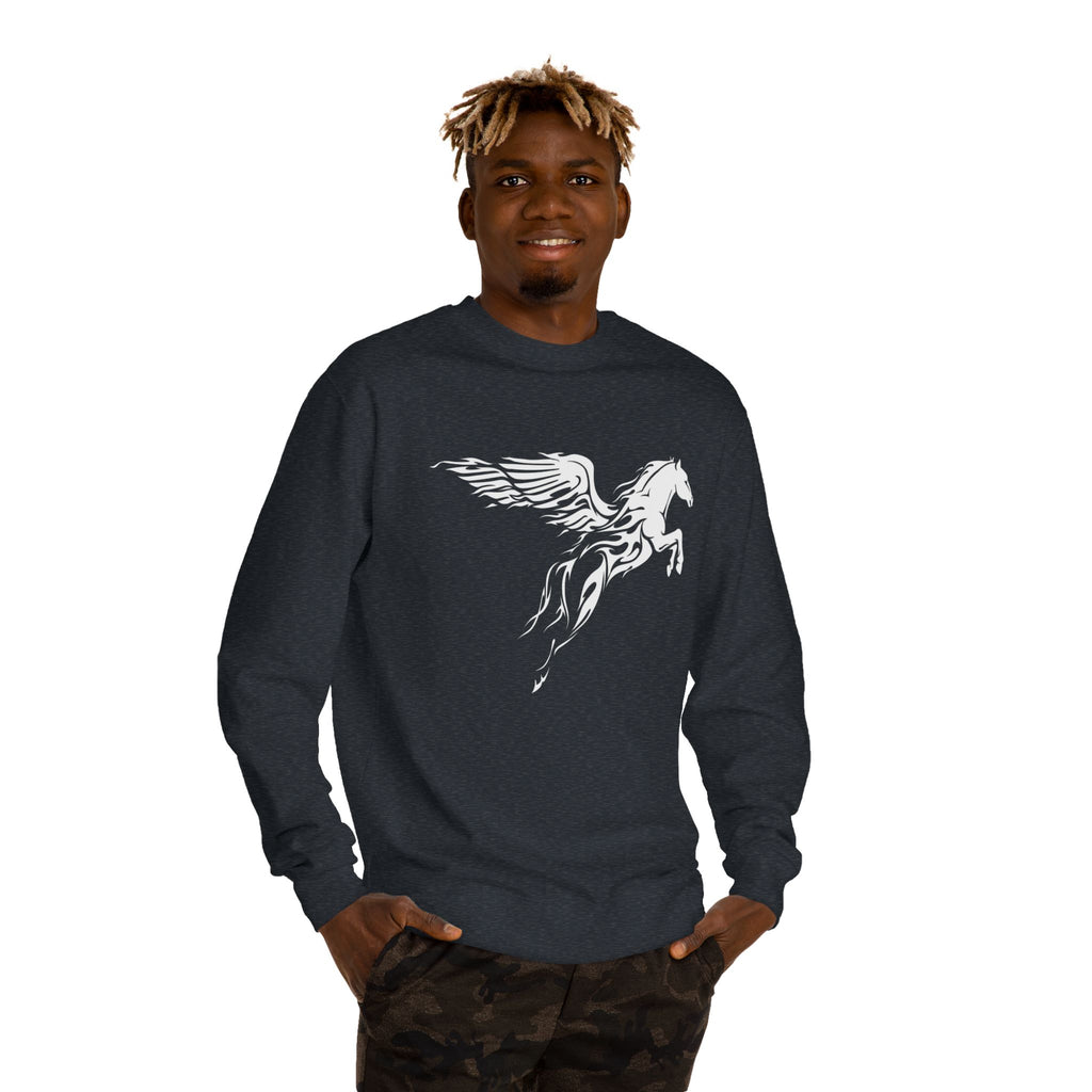 Pegasus Crewneck Sweatshirt — Subtle Winged Horse Graphic