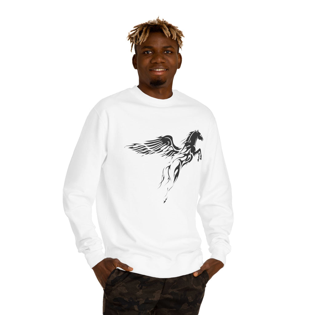 Pegasus Winged Horse Crewneck Sweatshirt — Script Quote Back Design
