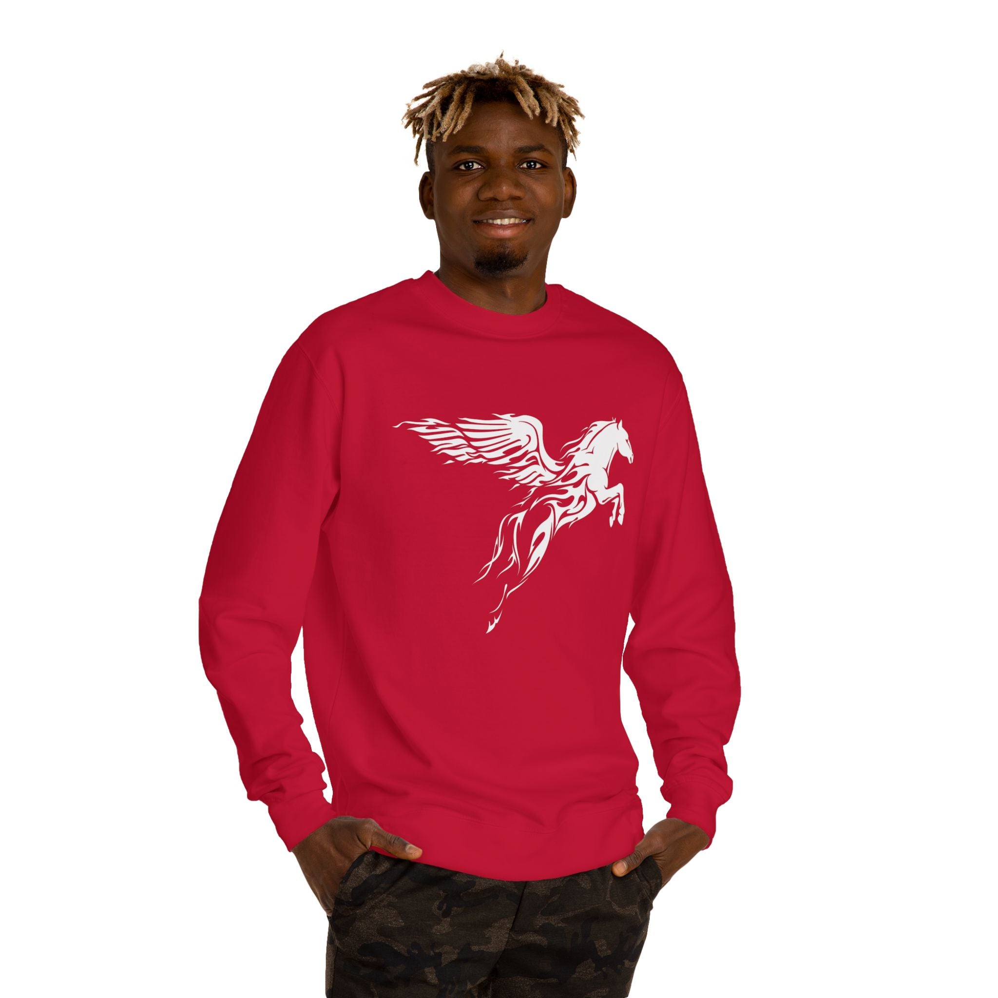 Pegasus Crewneck Sweatshirt — Subtle Winged Horse Graphic