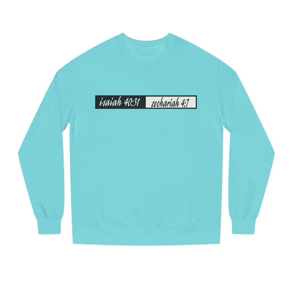 Scripture Crewneck Sweatshirt — Isaiah 40:31 / Zechariah 4:7 Mountain & Birds Design