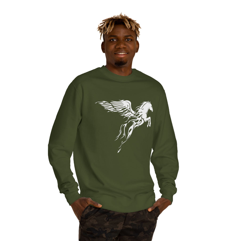 Pegasus Crewneck Sweatshirt — Subtle Winged Horse Graphic