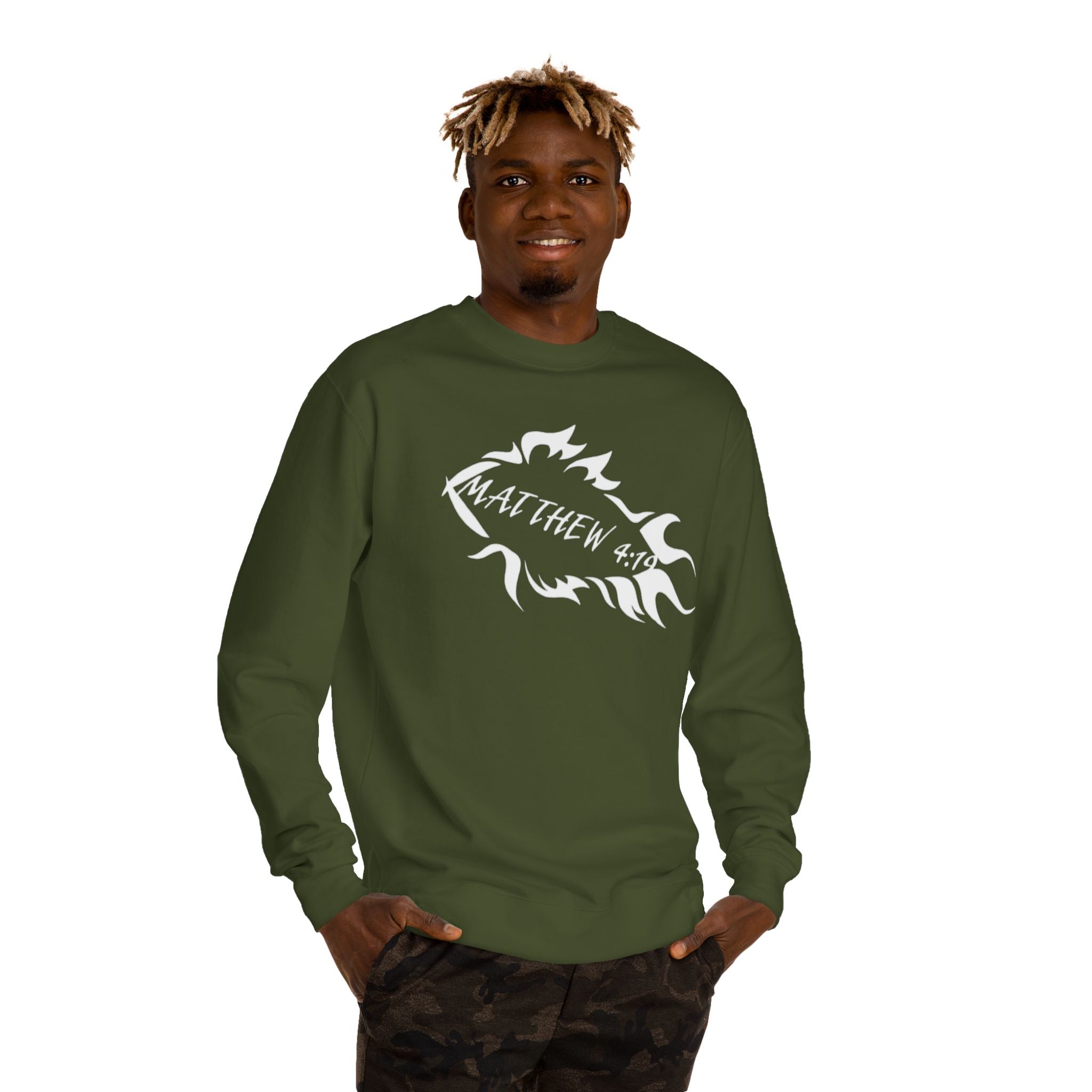 Fish Outline Crewneck Sweatshirt — Minimal Angler Graphic