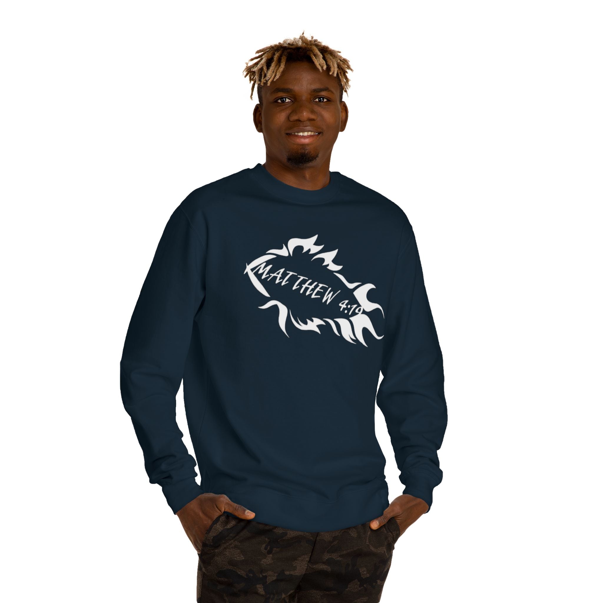 Fish Outline Crewneck Sweatshirt — Minimal Angler Graphic