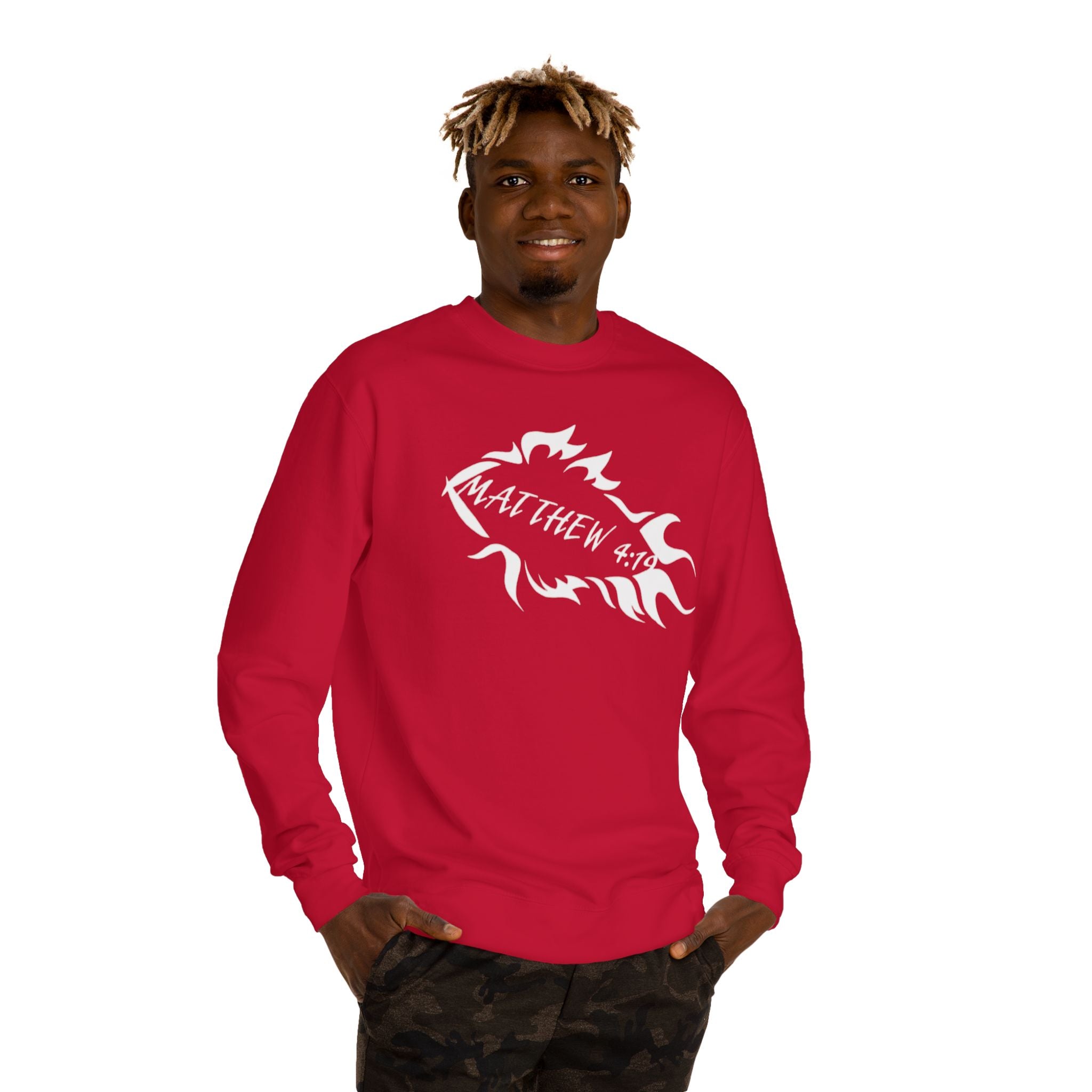 Fish Outline Crewneck Sweatshirt — Minimal Angler Graphic